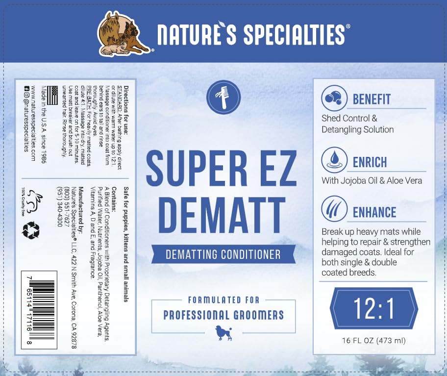 Nature's Specialties Super EZ Dematting Solution before and after mat release shows improvement.