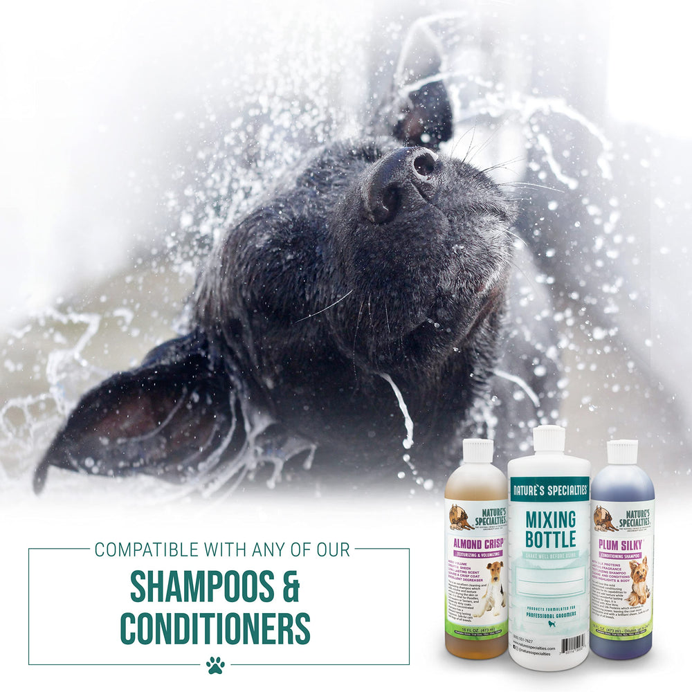 Nature's Specialties mixing bottle demonstrates easy dilution steps with warm water.