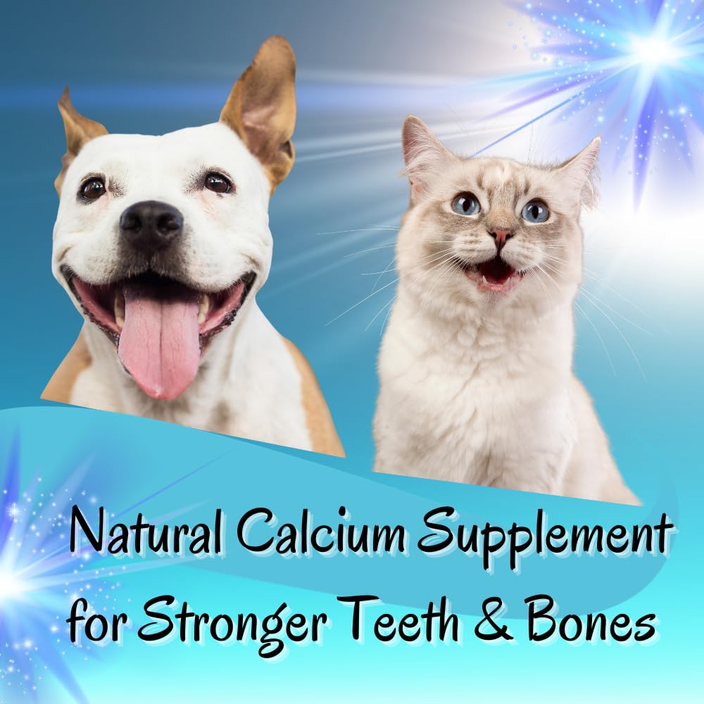 Natures Vitality Farms eggshell powder in pet food being stirred