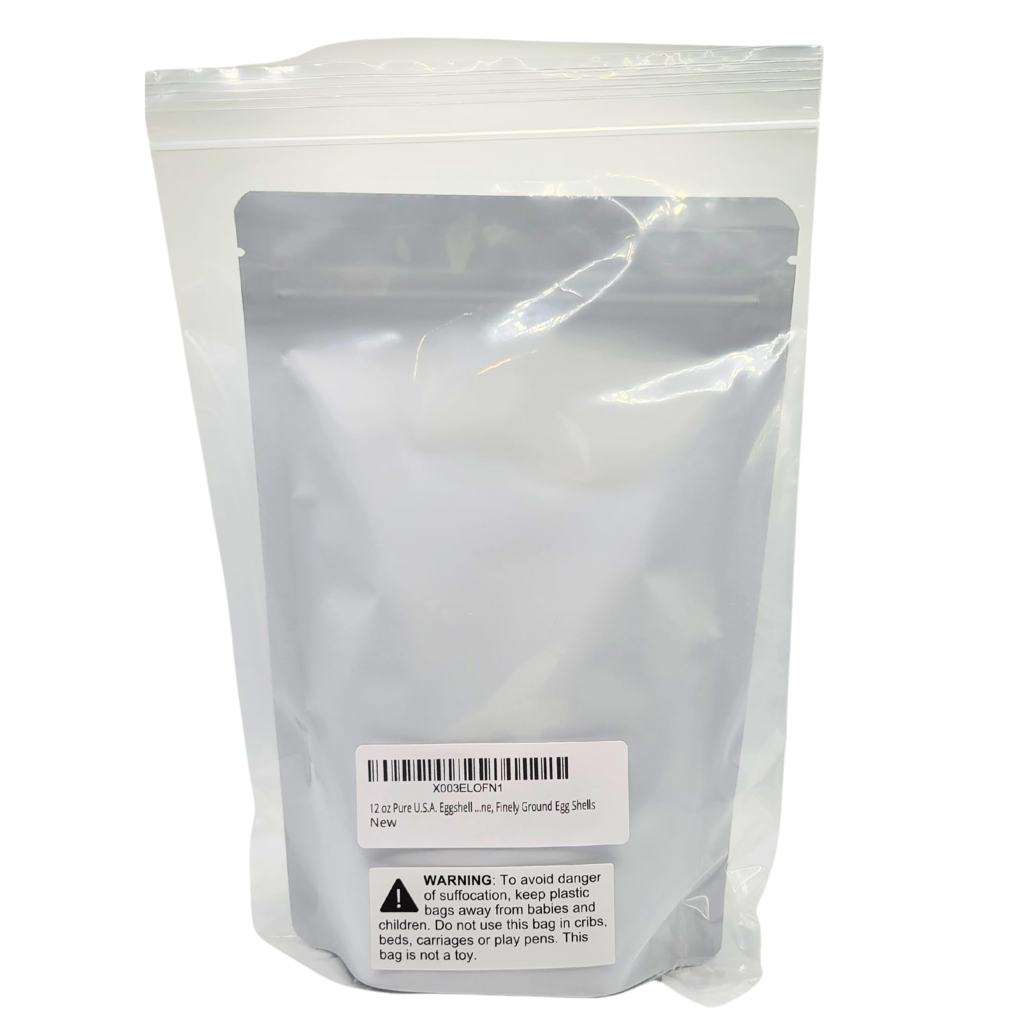 Measuring spoon with Natures Vitality Farms eggshell powder highlights easy dosing.