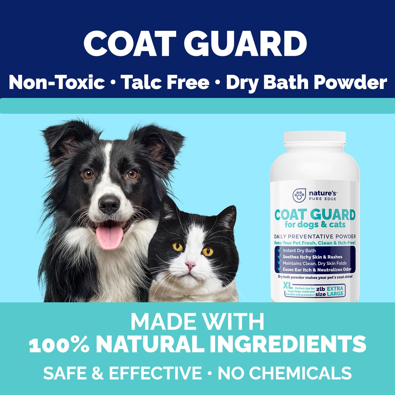Nature's Pure Edge between-bath refresh on dog or cat fur
