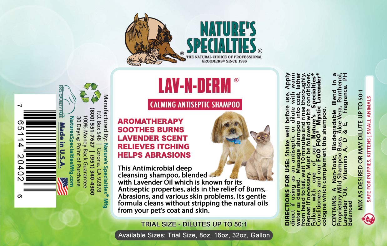 Nature's Specialties Lav-N-Derm bath scene showcasing gentle cleansing for sensitive skin.