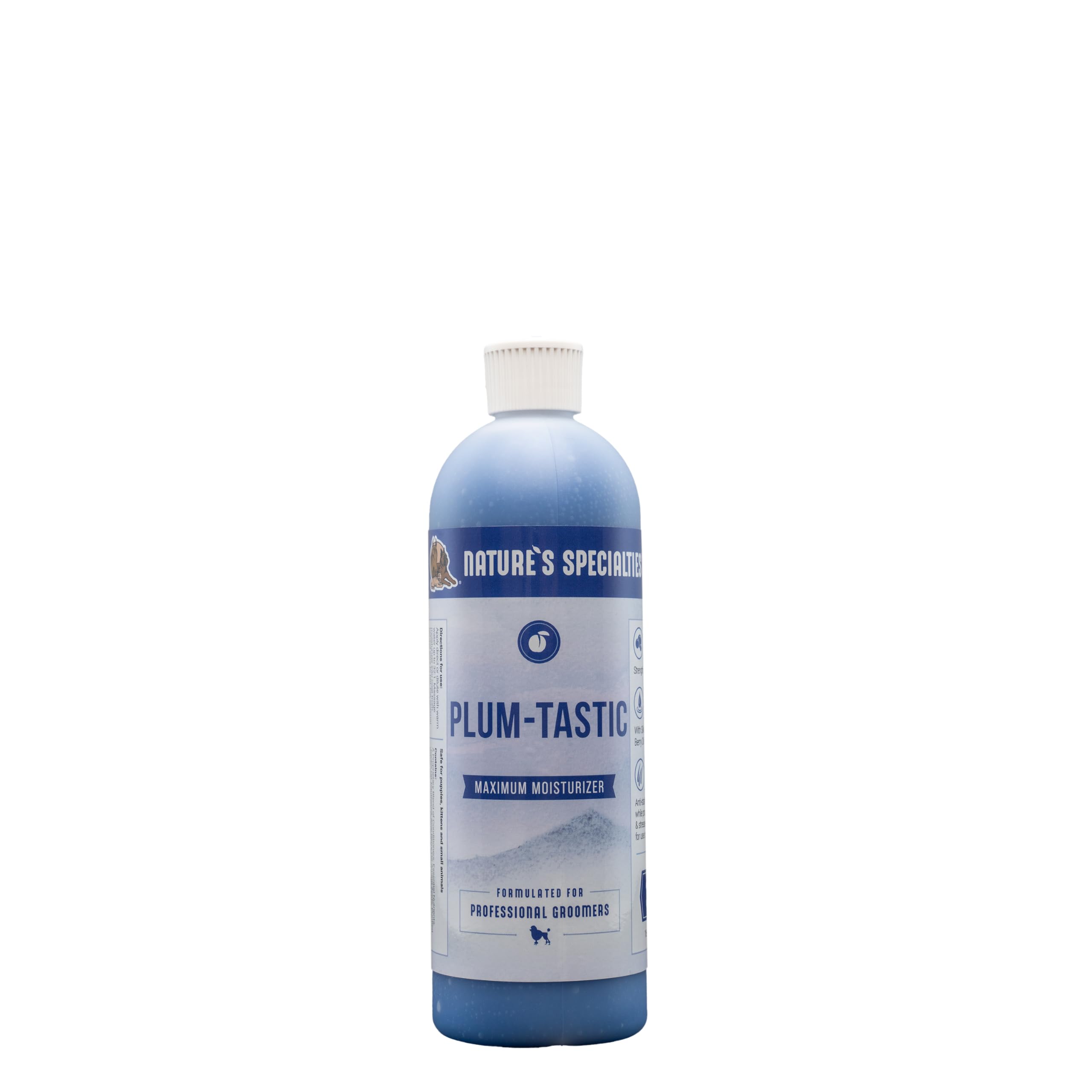 Nature's Specialties Plum-Tastic bottle pour shows ultra-concentrated conditioning for grooming efficiency.
