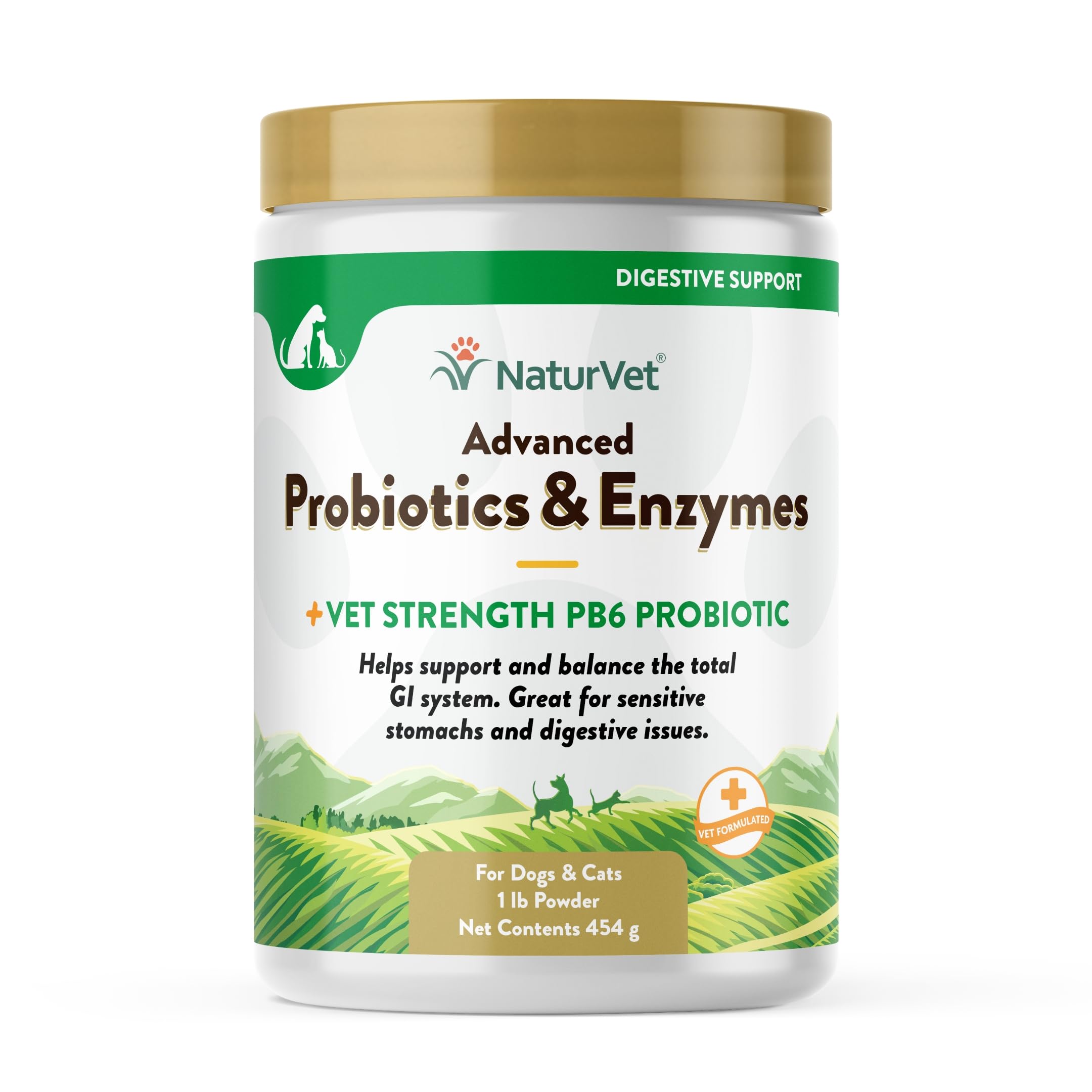 NaturVet Advanced Probiotics PB6 bottle promotes digestive balance for pets.