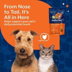 NaturVet All-in-One formula features digestive enzymes for better absorption.