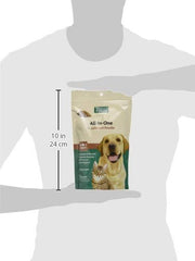 NaturVet All-in-One powder showing skin and coat nourishment benefits.