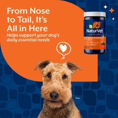 NaturVet All-in-One wheat-free vitamins on shelf with allergy-safe option