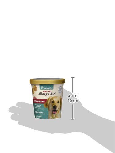 NaturVet Aller-911 front-facing bottle highlights USA-made, cgmp-compliant immune-support supplement
