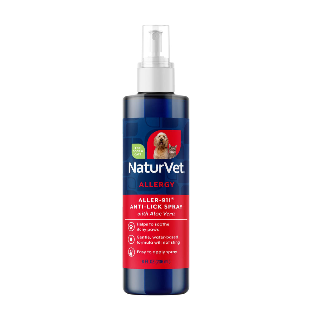 NaturVet Aller-911 paw spray bottle for soothing itchy paws and reducing licking.