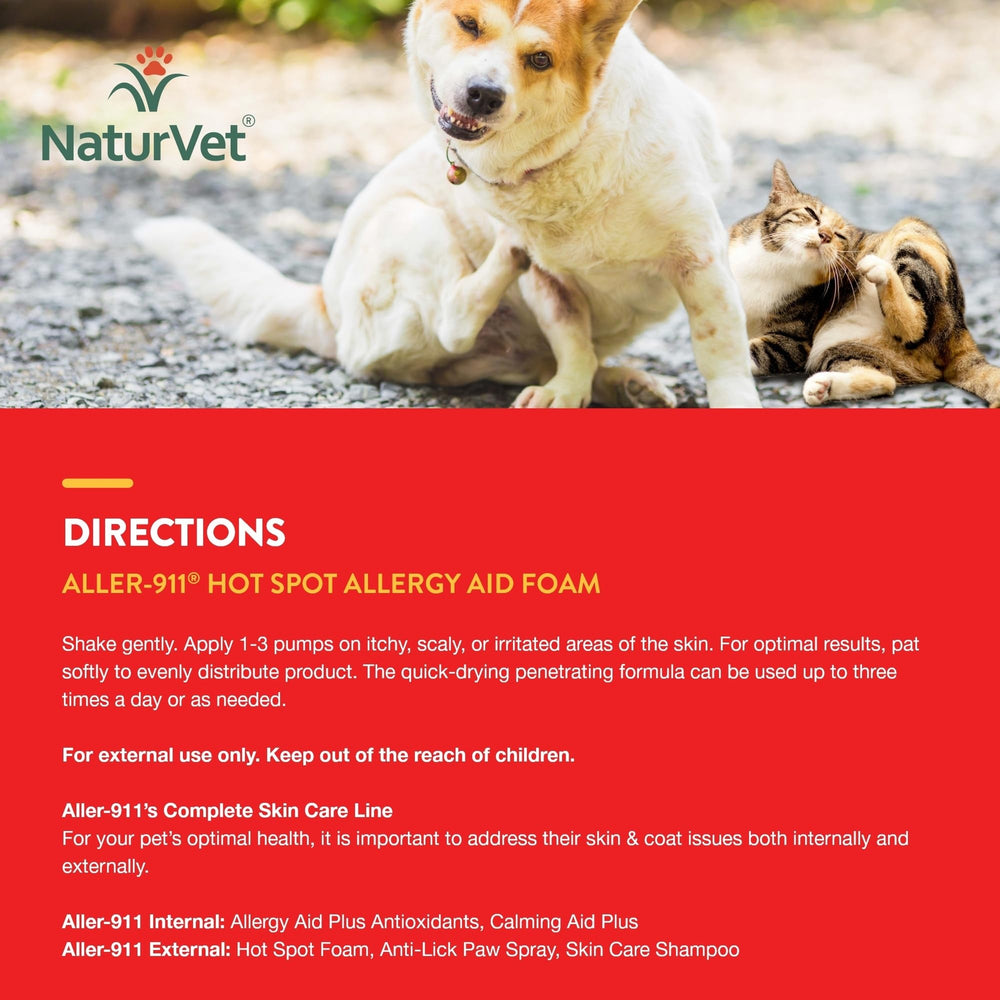 NaturVet Aller-911 skin relief image highlighting soothing treatment for irritated areas.