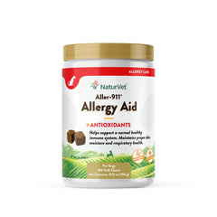 NaturVet Aller-911 soft chews bottle with label highlighting immune support for pets