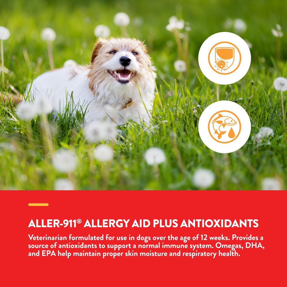 NaturVet Aller-911 bottle with dog-cat illustration for multi-pet use