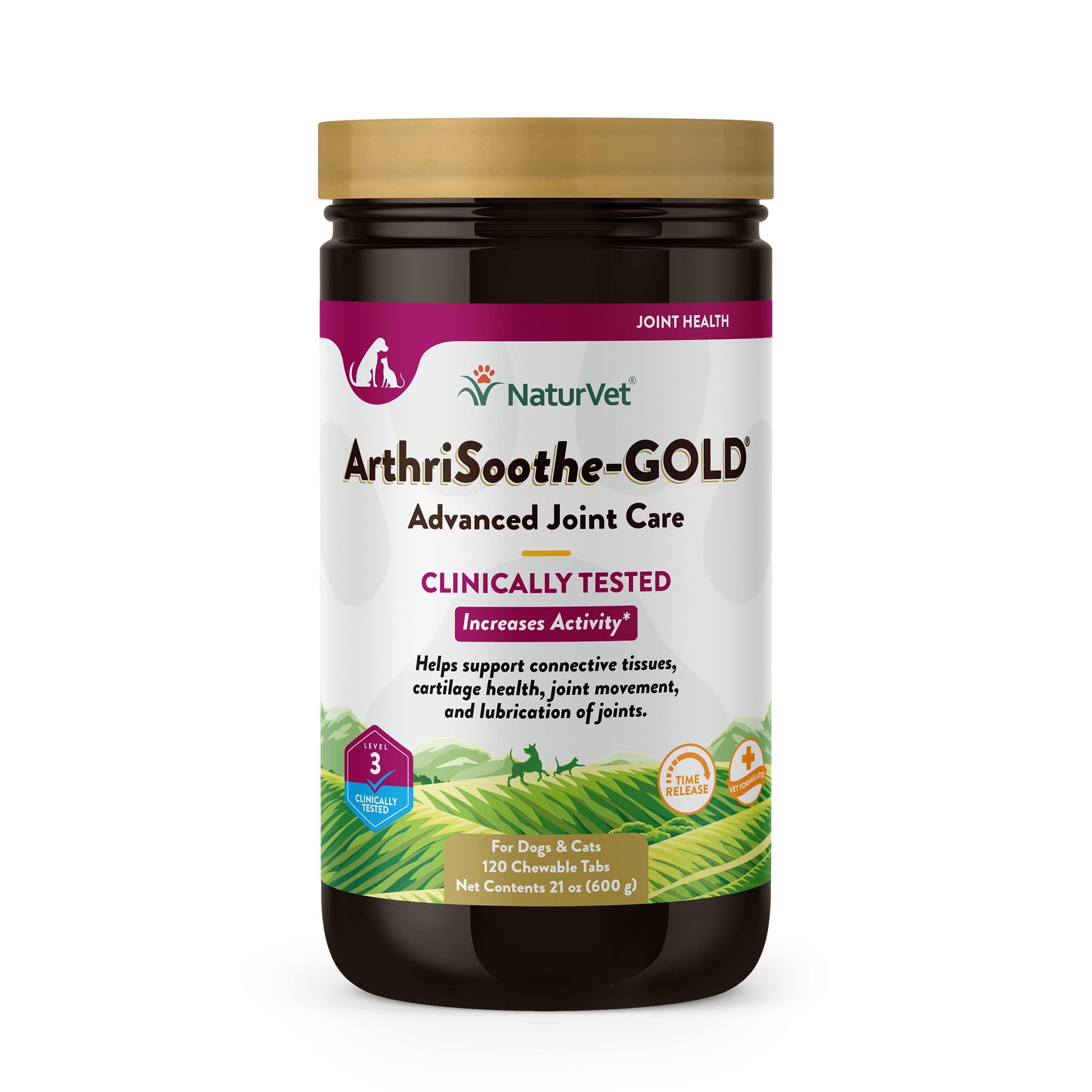 NaturVet ArthriSoothe-GOLD Level 3 bottle close-up for joint support