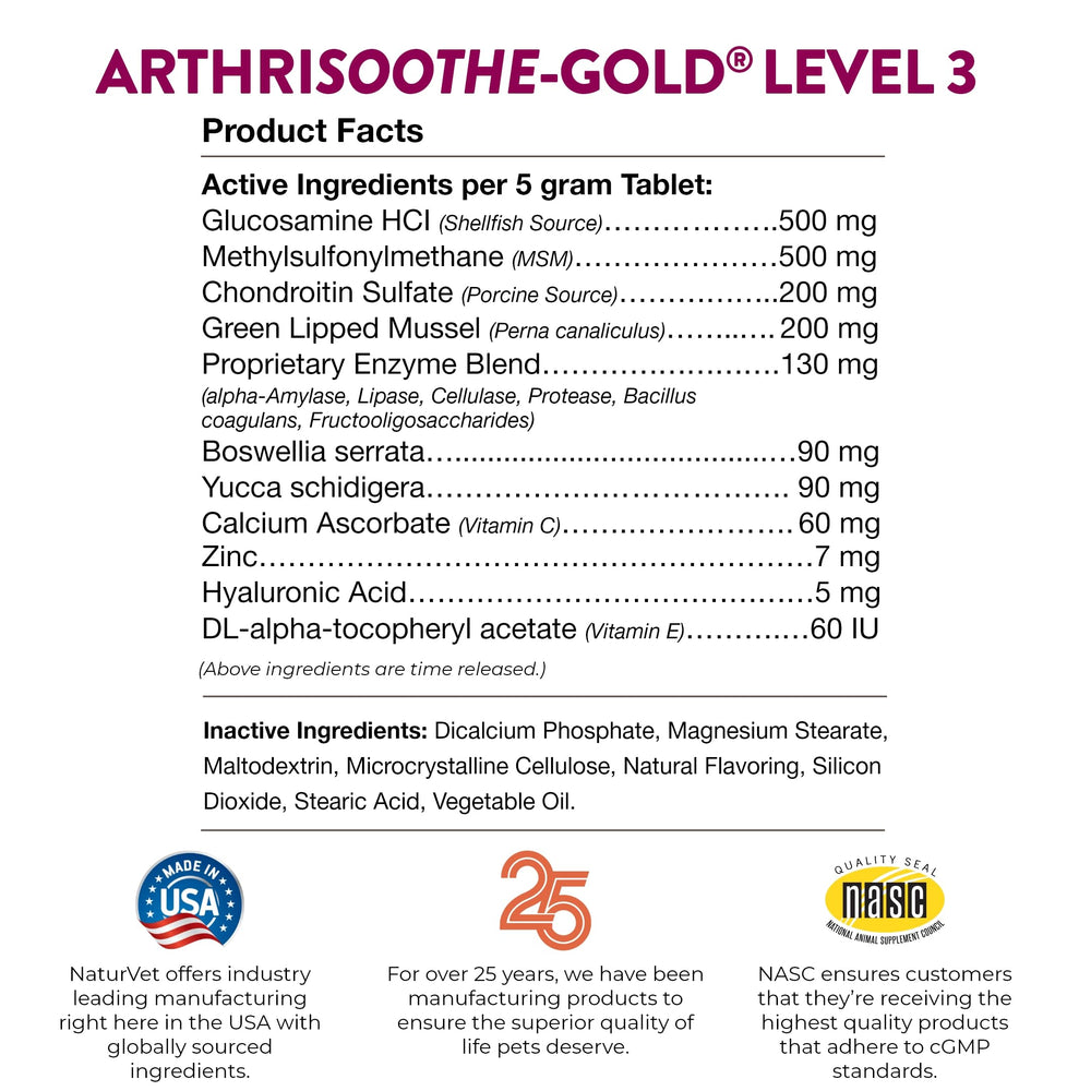 NaturVet ArthriSoothe-GOLD Level 3 easy-dosing packaging.