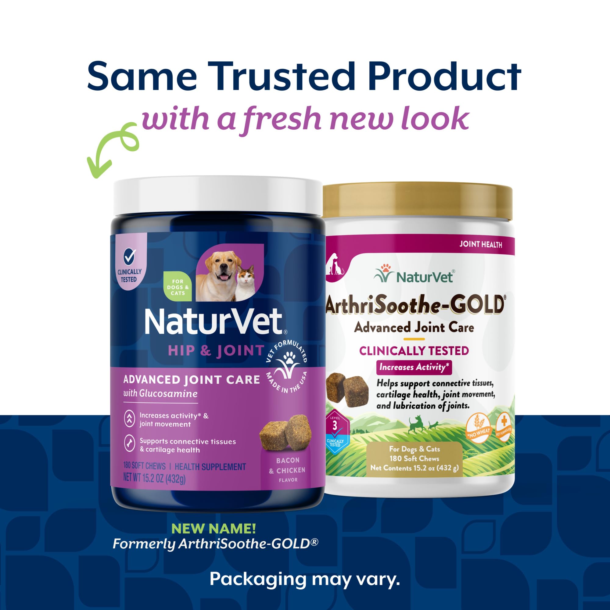 NaturVet Arthrisoothe-Gold Level 3 soft-chews closeup highlighting tasty joint care.