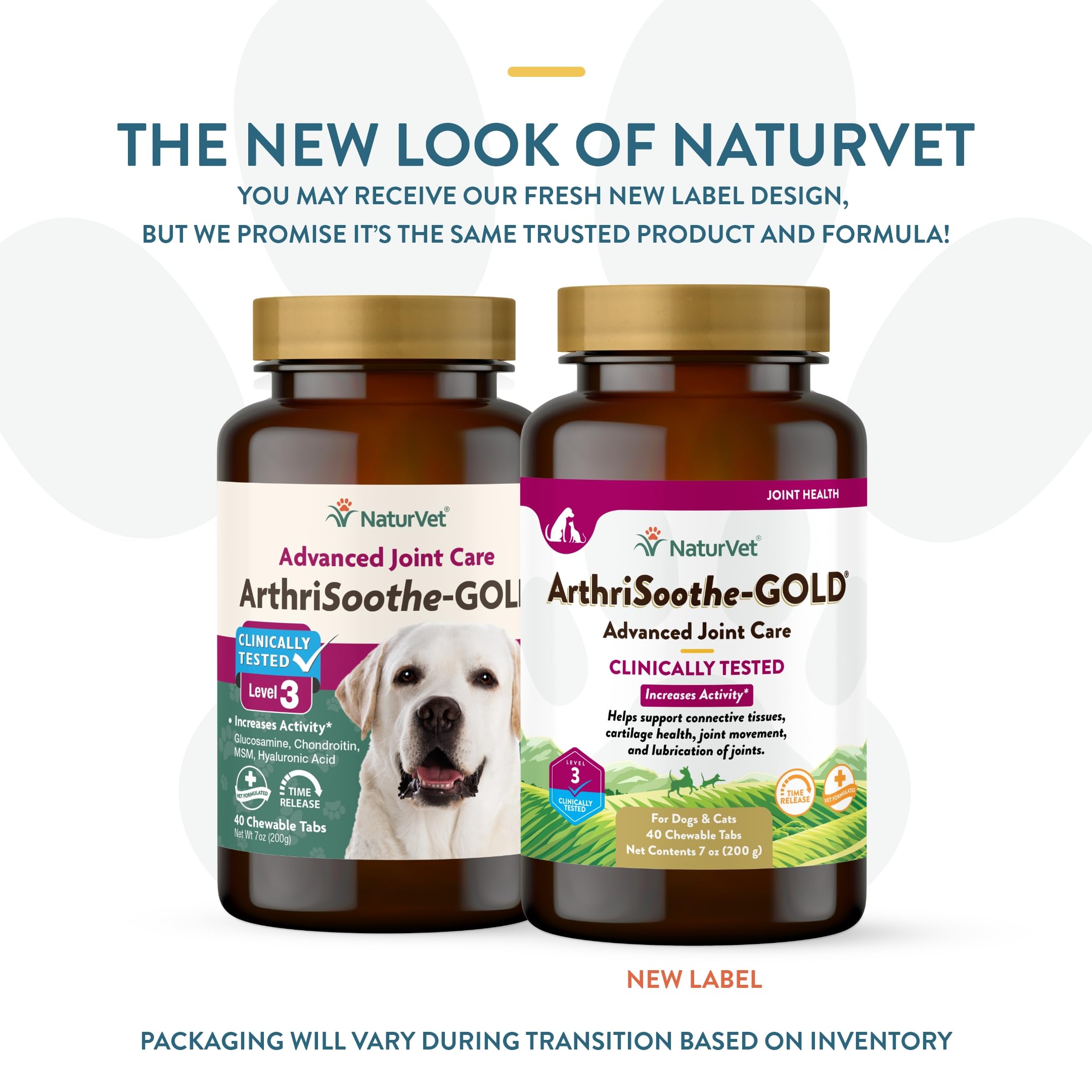 NaturVet ArthriSoothe-Gold Level 3 chewables close-up highlighting tasty joint care
