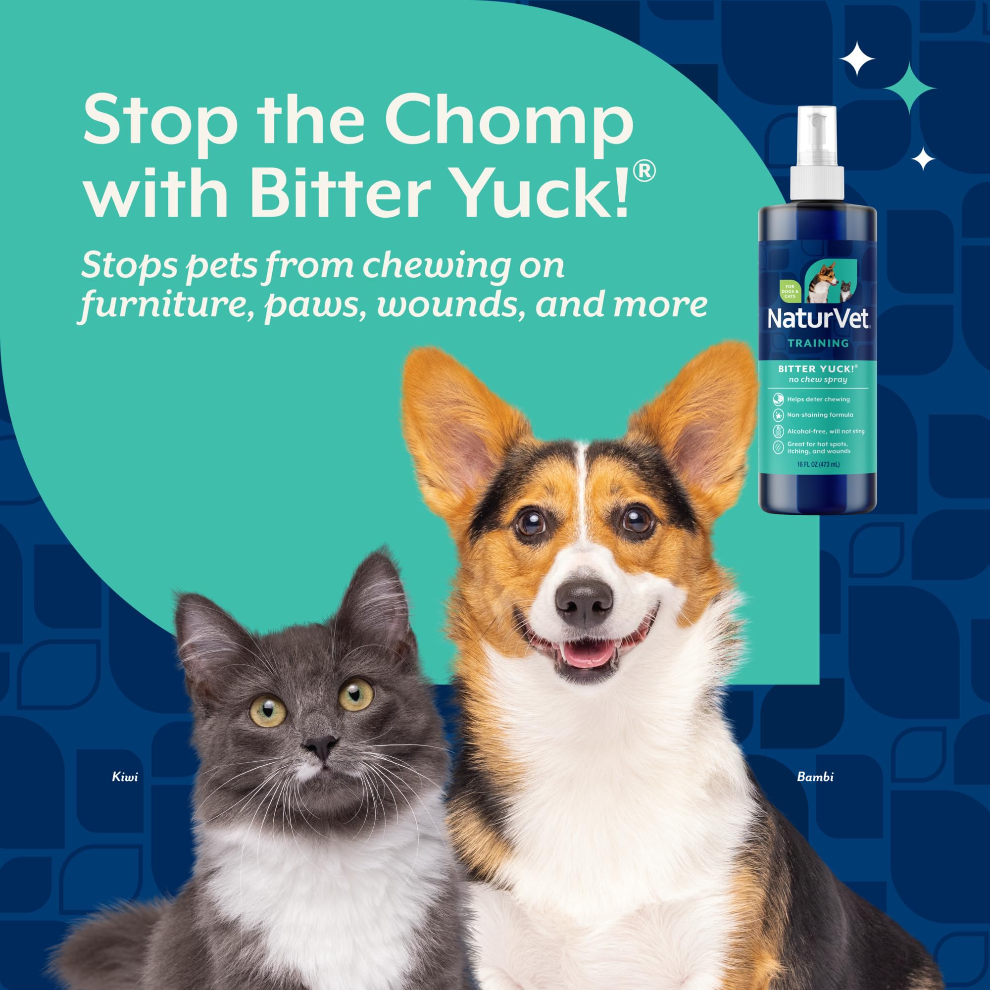 NaturVet Bitter Yuck dog paw application demonstrates safe, alcohol-free deterrent.