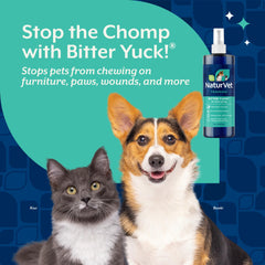 NaturVet Bitter Yuck dog paw application demonstrates safe, alcohol-free deterrent.