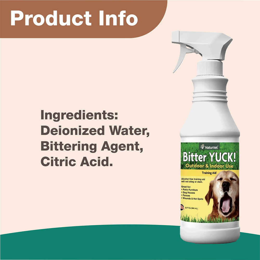 NaturVet Bitter Yuck indoor outdoor use illustrates versatile deterrence on household items