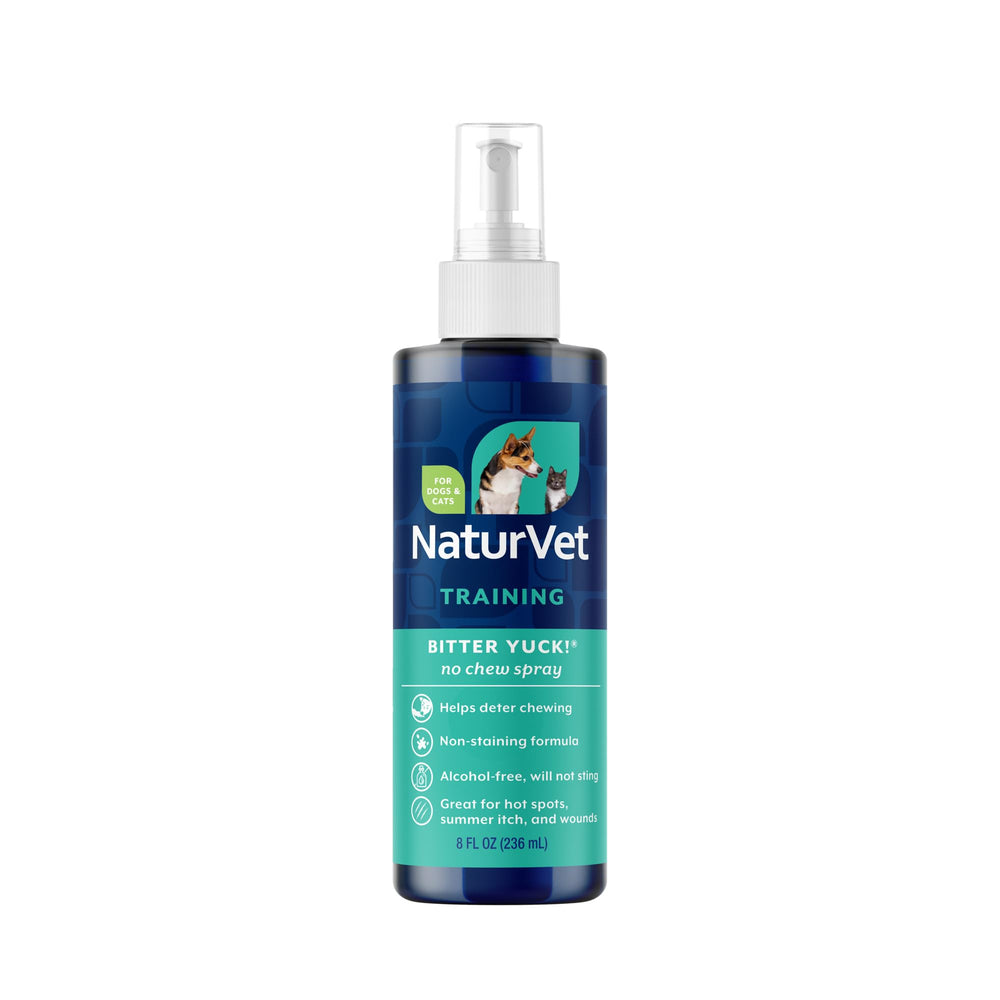 NaturVet Bitter Yuck No Chew Spray bottle helps quick training to curb chewing.