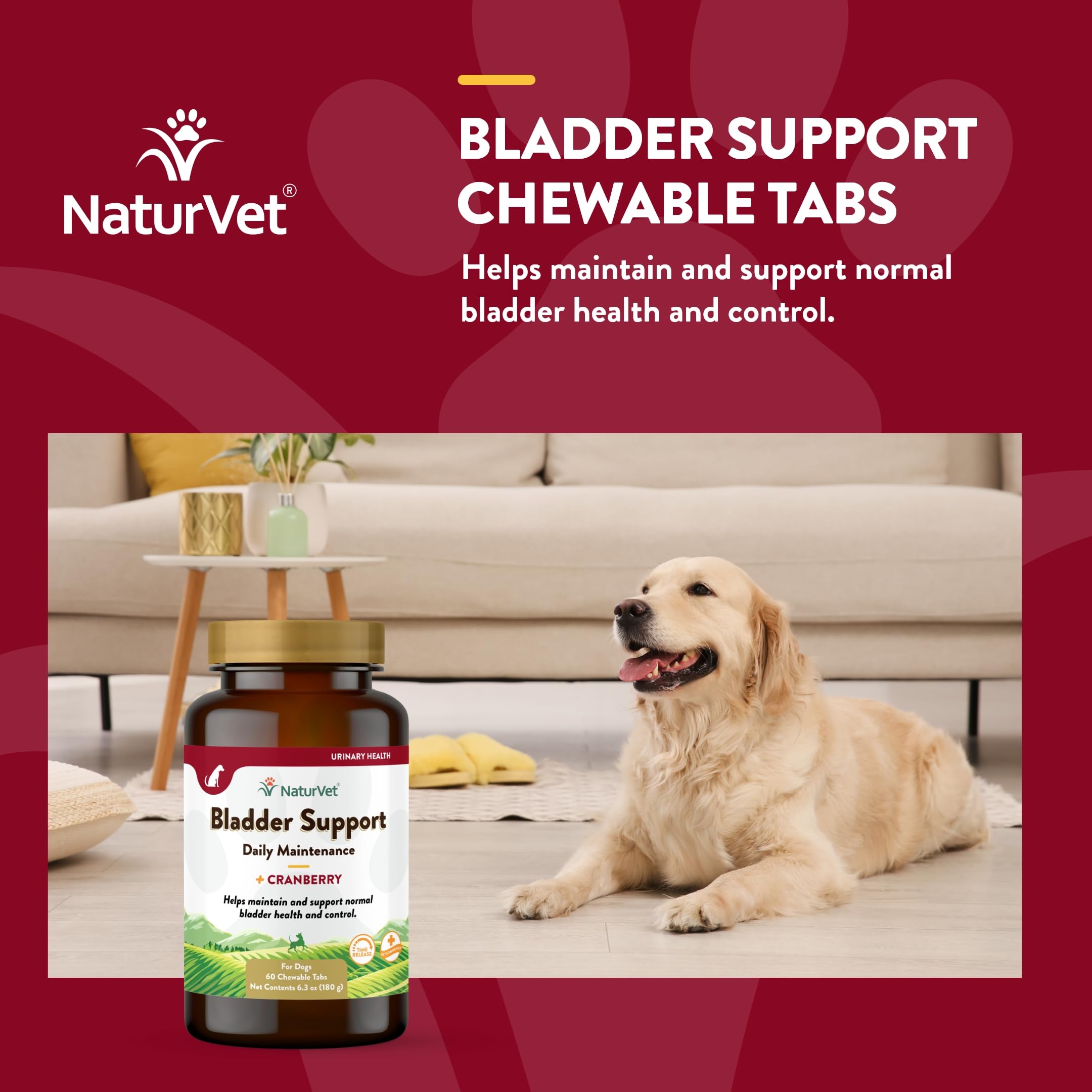 NaturVet bladder support packaging with time-release formula benefits