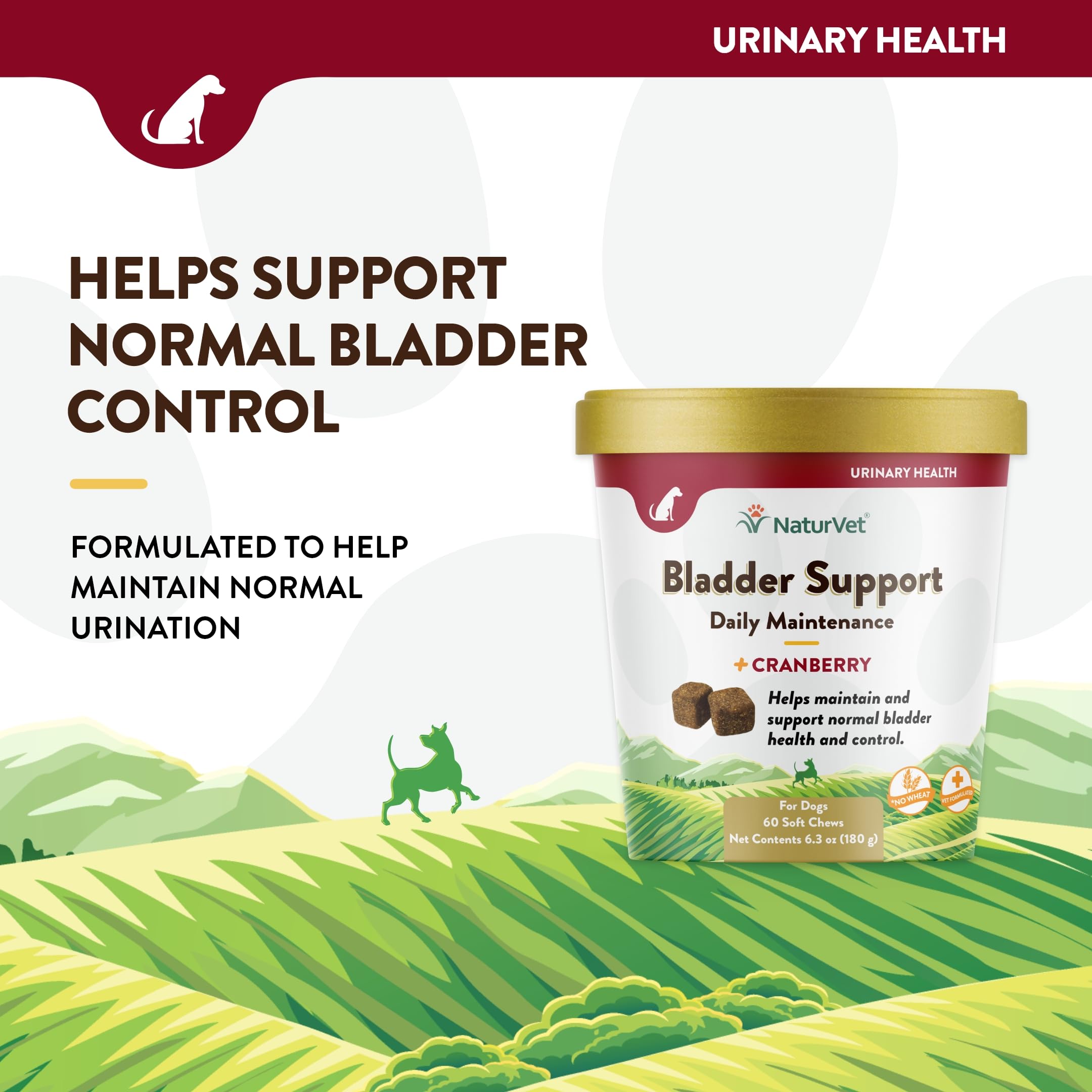 NaturVet bladder support plus cranberry ingredients closeup—cranberry addition for urinary health support.