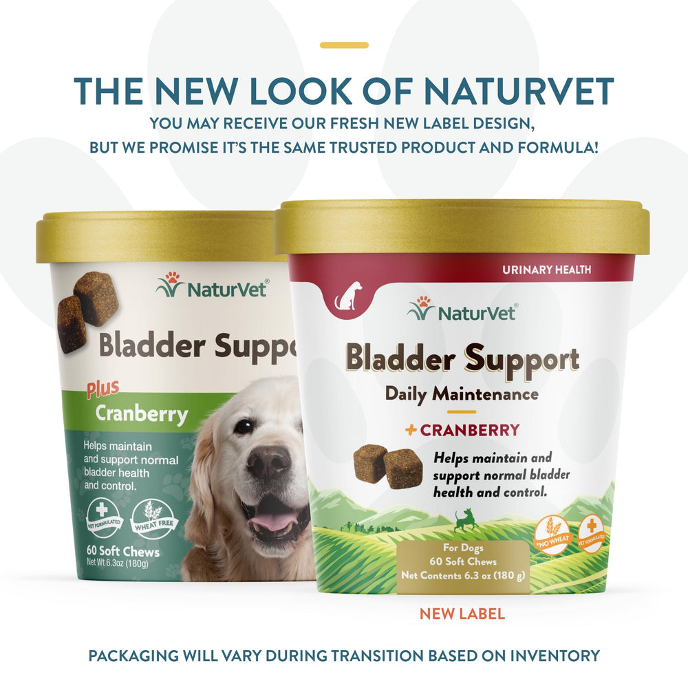 NaturVet bladder support plus cranberry soft chews closeup—palatable daily supplement for dogs.