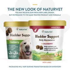 NaturVet bladder support plus cranberry soft chews closeup—palatable daily supplement for dogs.