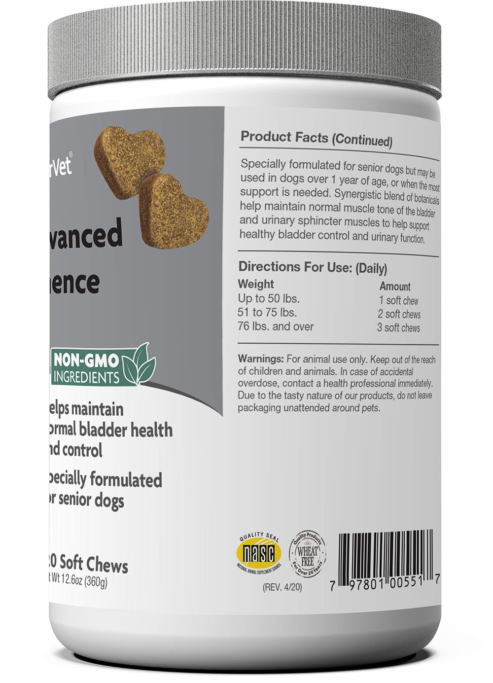 NaturVet botanicals blend product image highlighting urinary health support for dogs.