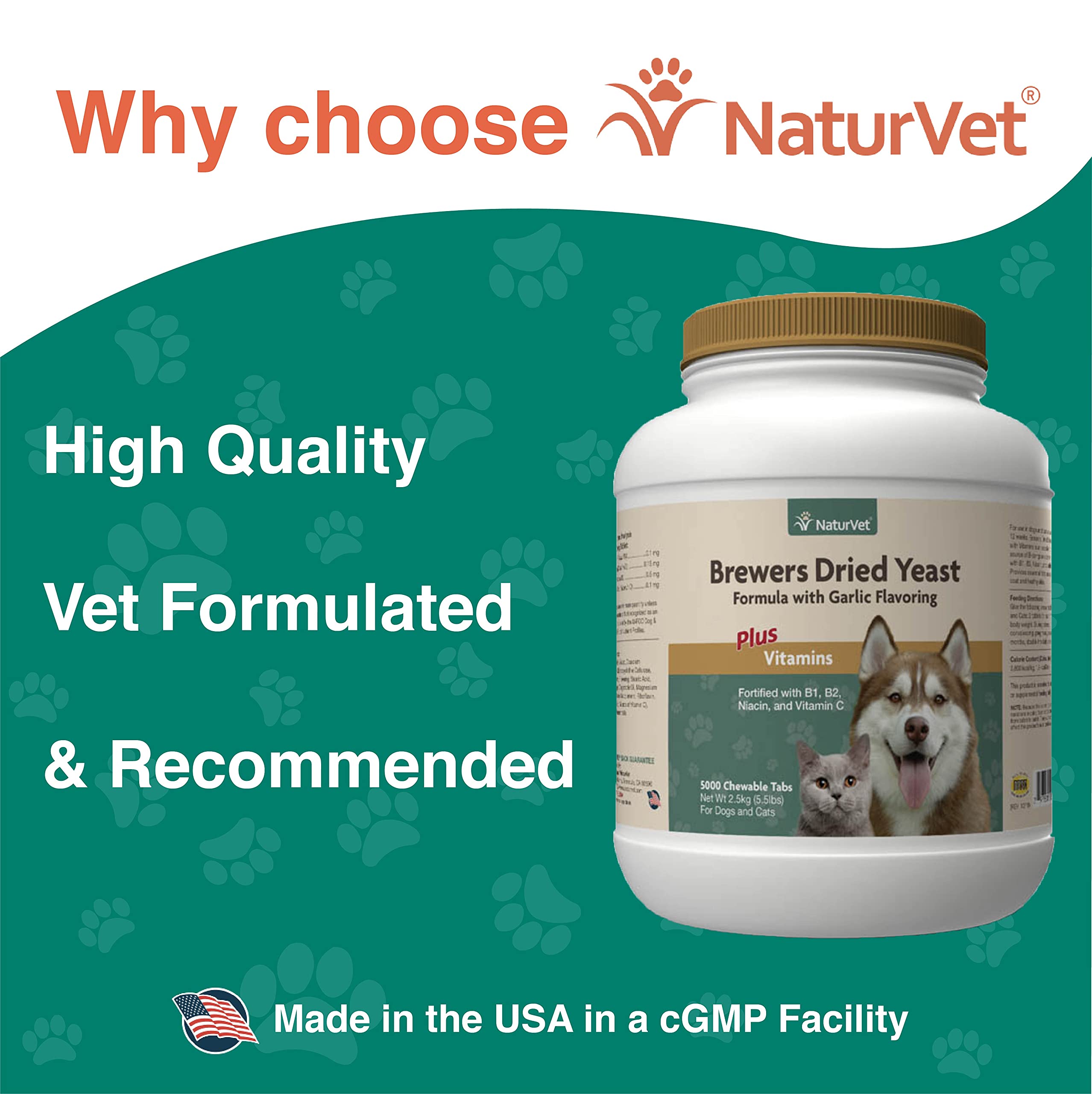NaturVet Brewer’s Dried Yeast 5,000-count packaging for long-term value