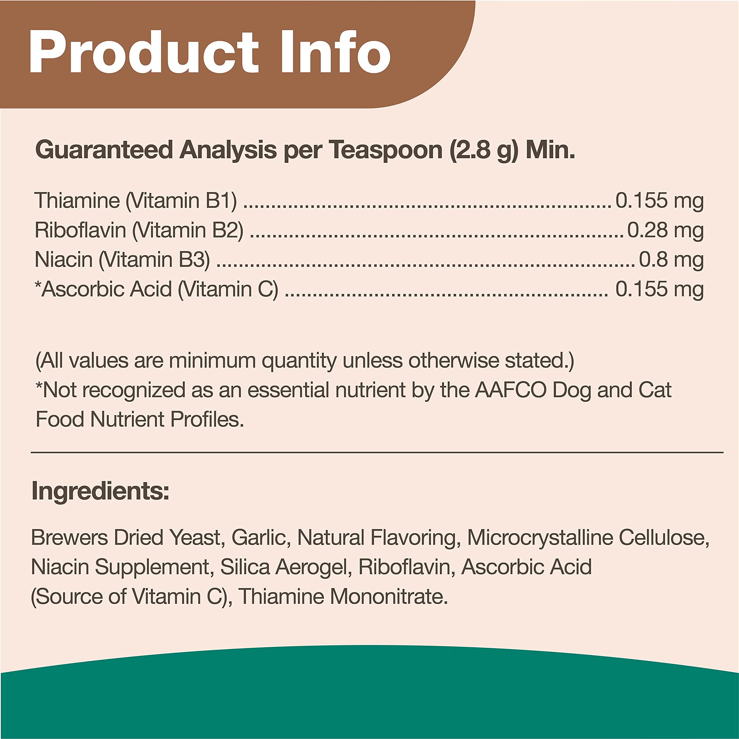 NaturVet Brewers Dried Yeast powder sprinkled on pet food for flavor and nutrition.