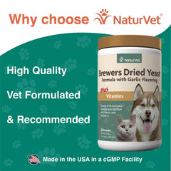 NaturVet Brewers Dried Yeast powder on spoon ready to mix into meals.