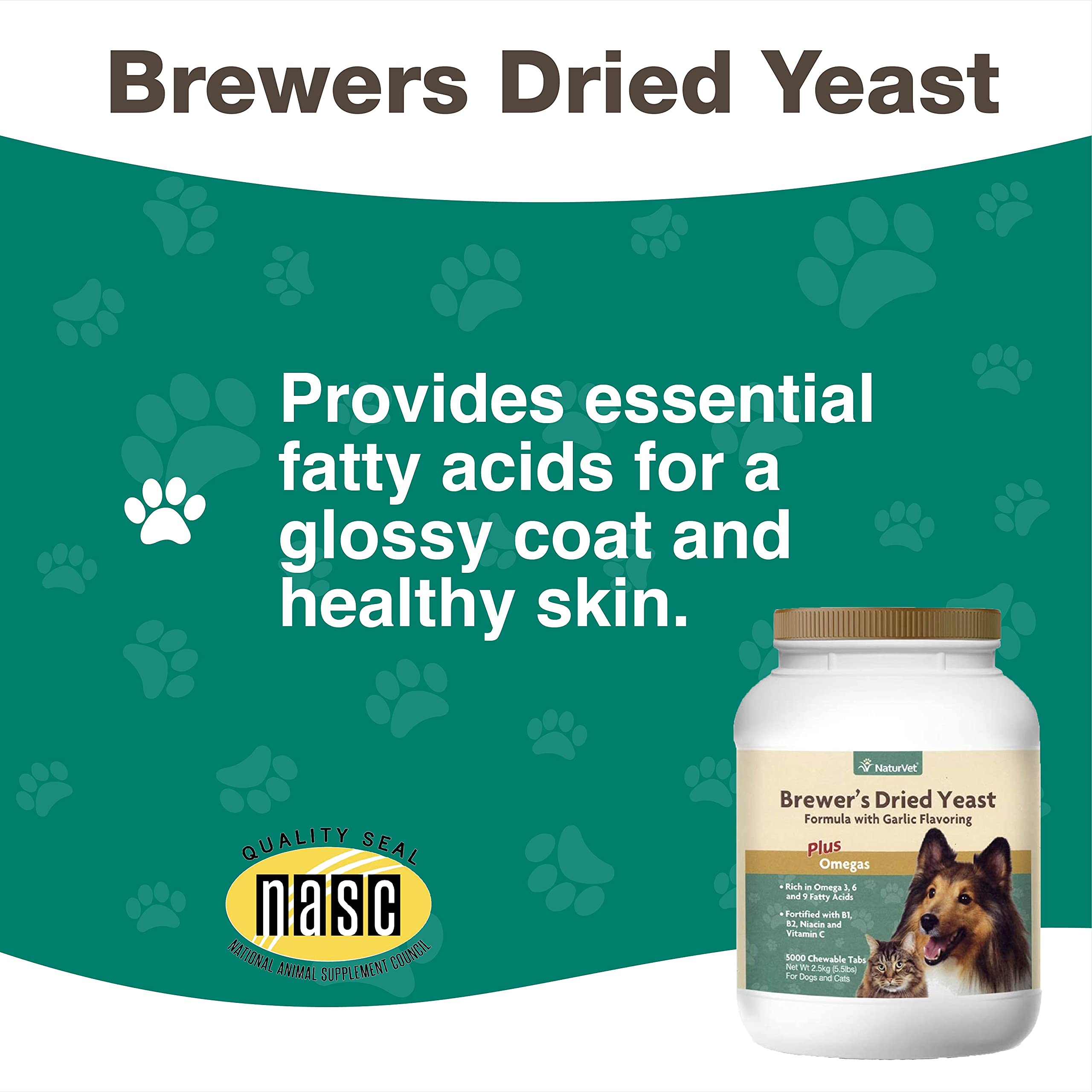 NaturVet Brewer’s Dried Yeast Garlic tablets bottle; easy to store for ongoing routines.
