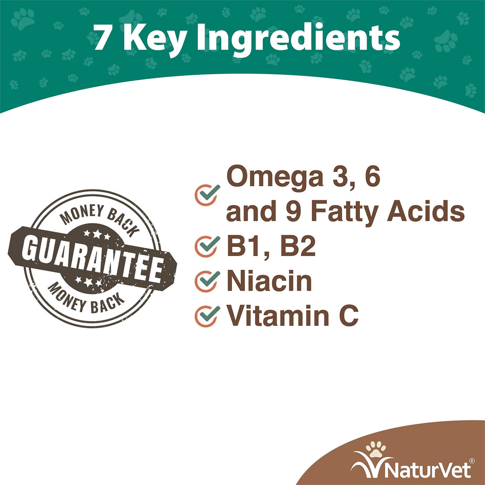 NaturVet Brewer’s Dried Yeast Garlic tablets omega boost image; supports healthy coat and skin.