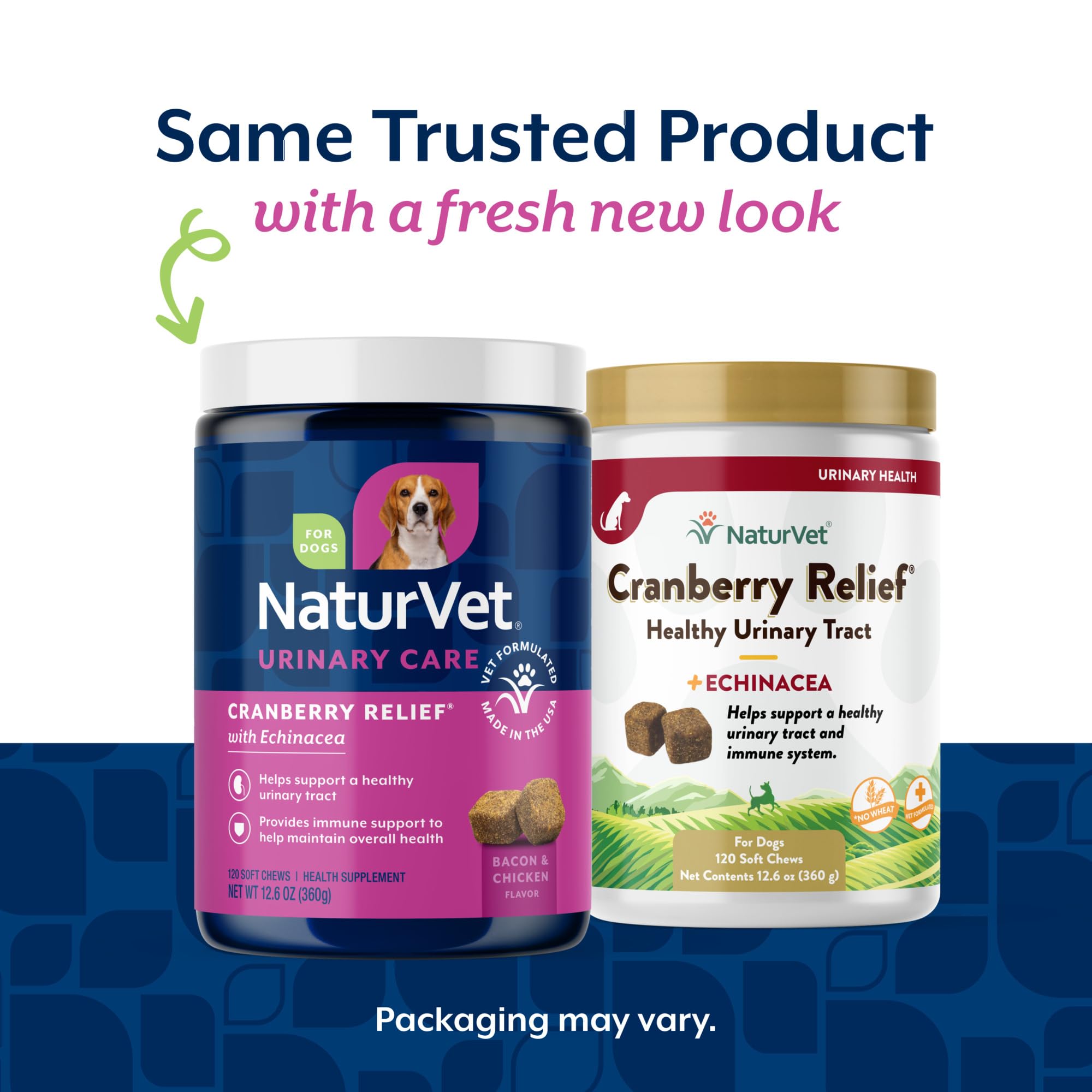 NaturVet Cranberry Relief Plus Echinacea soft chews arranged for urinary health