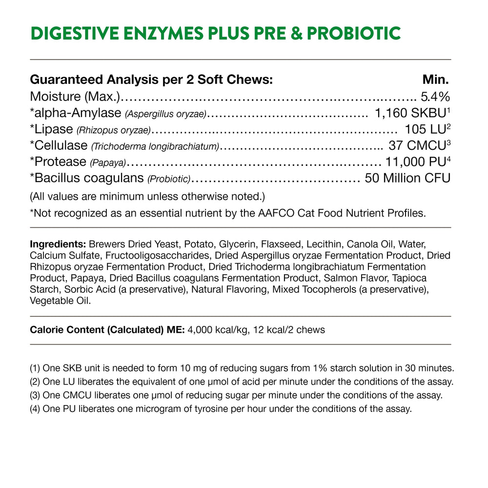 NaturVet Digestive Enzymes bottle on counter with soft chews