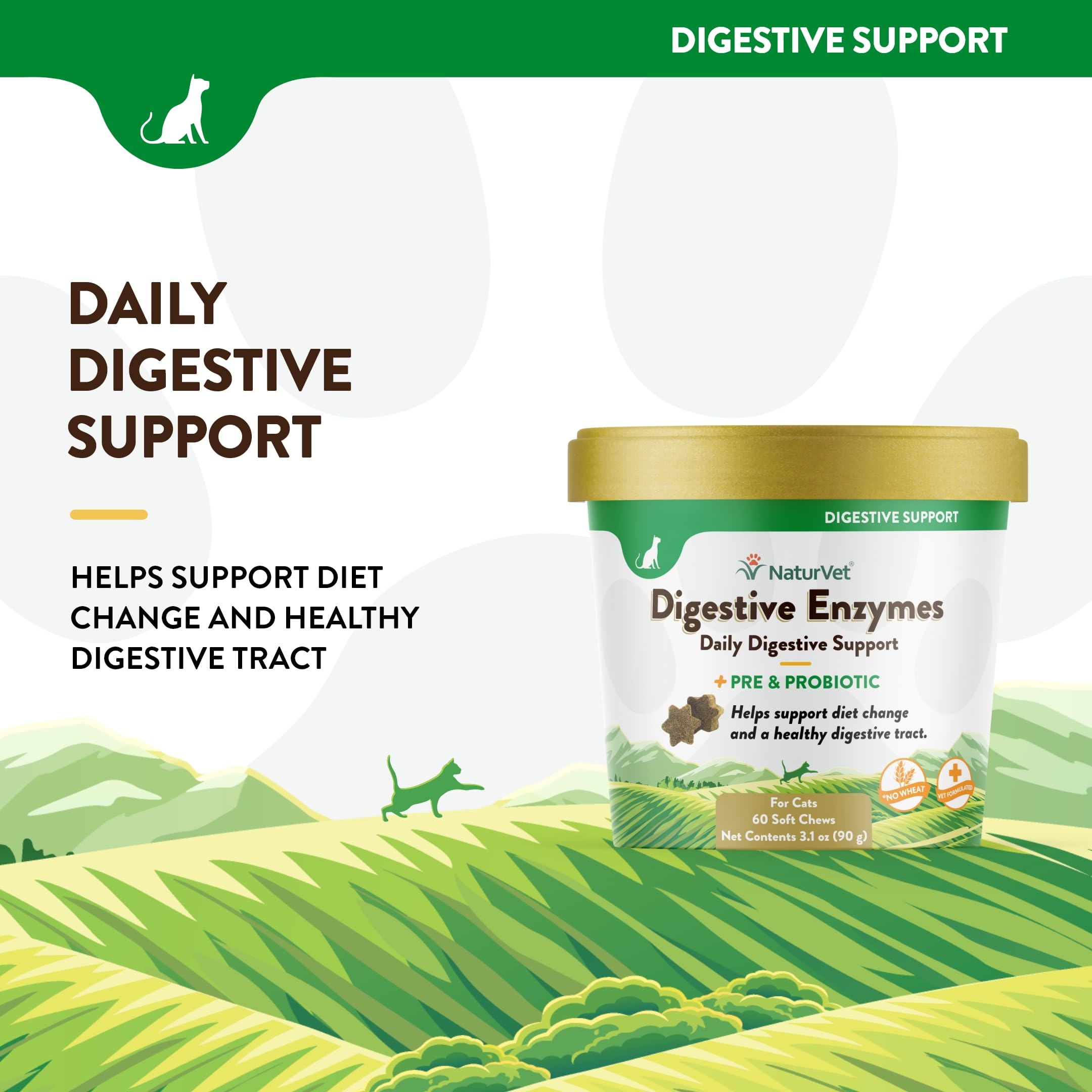 NaturVet Digestive Enzymes Plus Probiotic aiding diet transition scene
