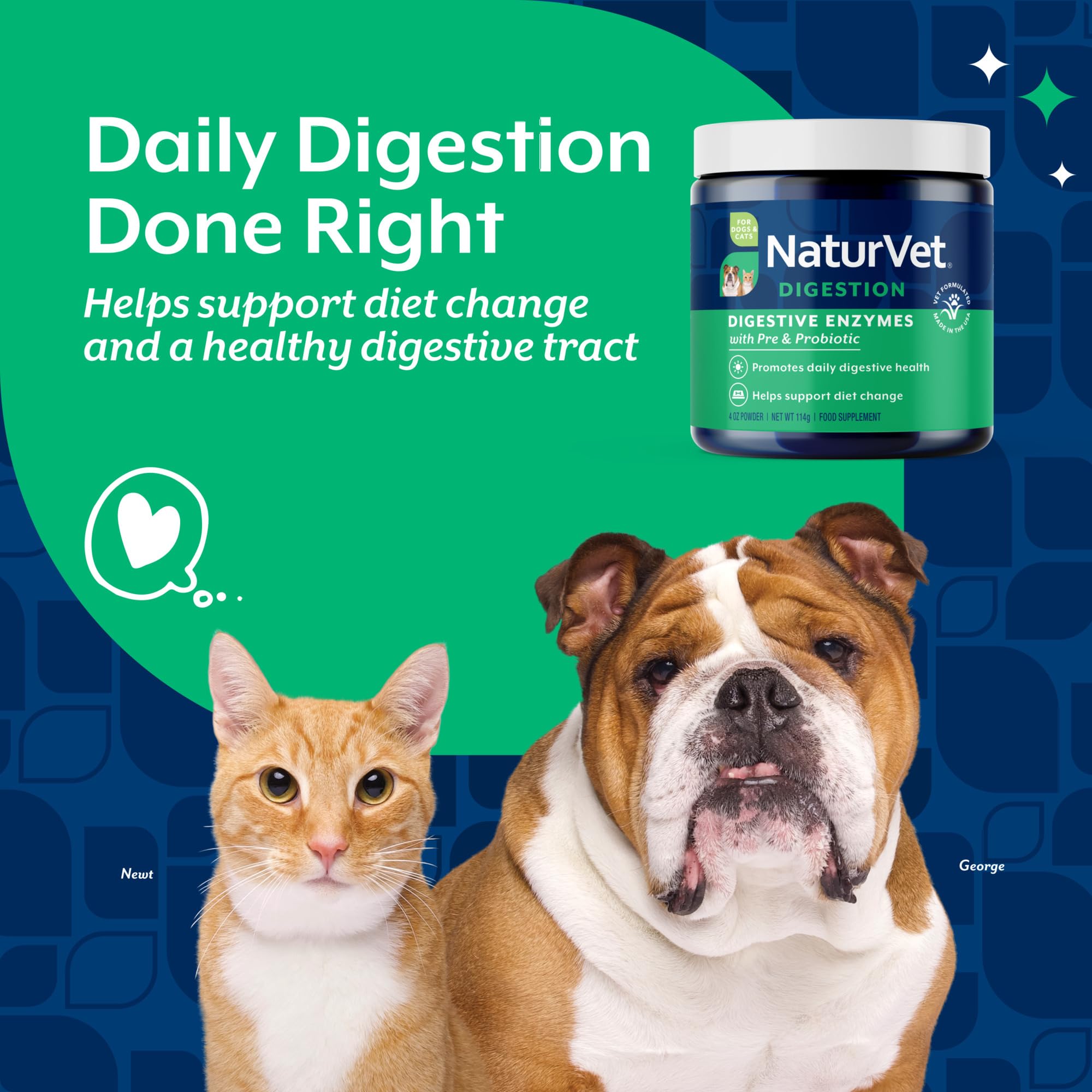 NaturVet digestive enzymes dogs powder dish; easy mixing for meals.