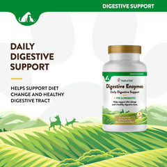 NaturVet label highlights full-spectrum enzymes and friendly bacteria for digestive harmony.
