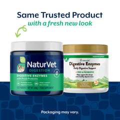 NaturVet digestive enzymes powder-dispense demonstrates easy daily dosing.