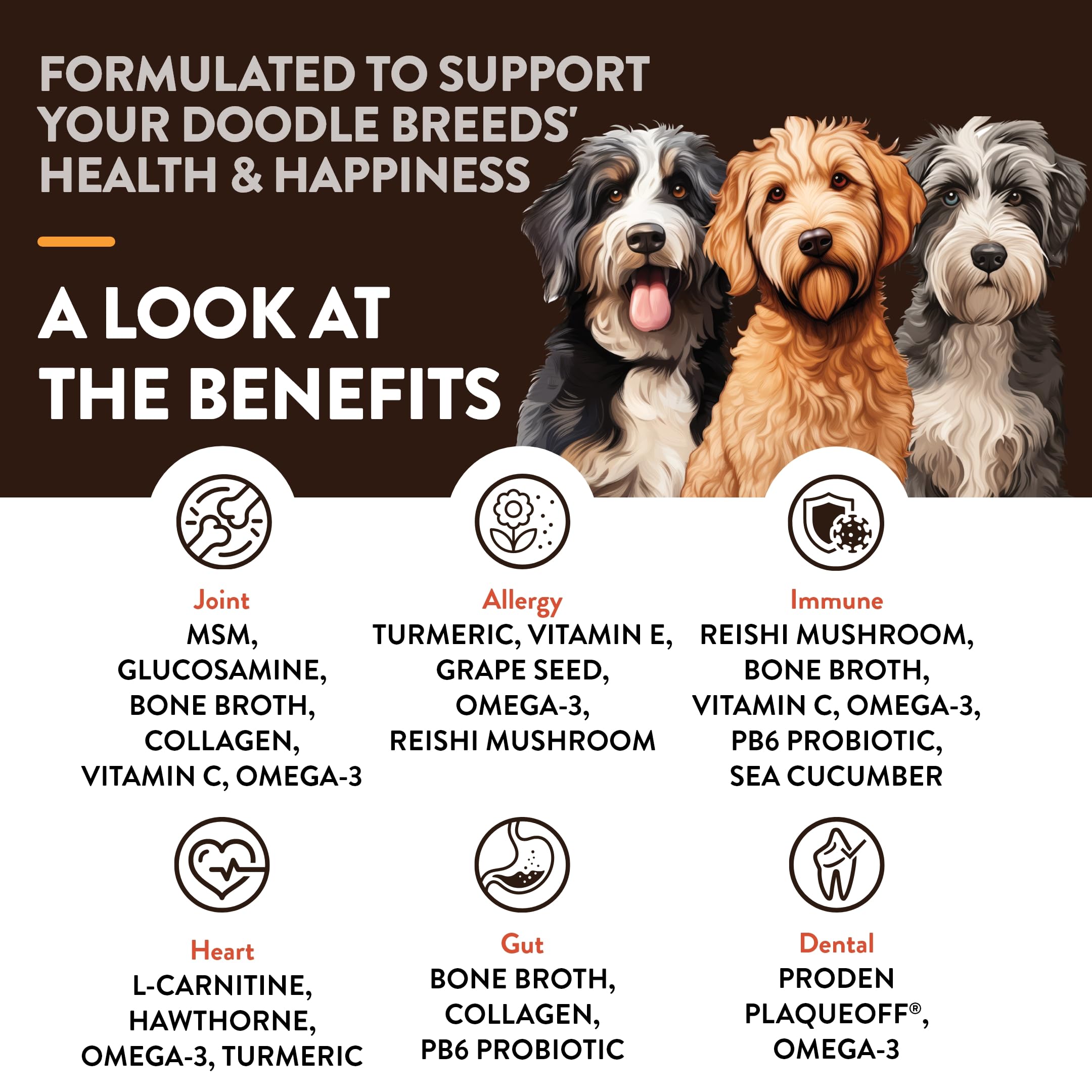 NaturVet Doodle Breeds joint support dog chew to aid mobility.