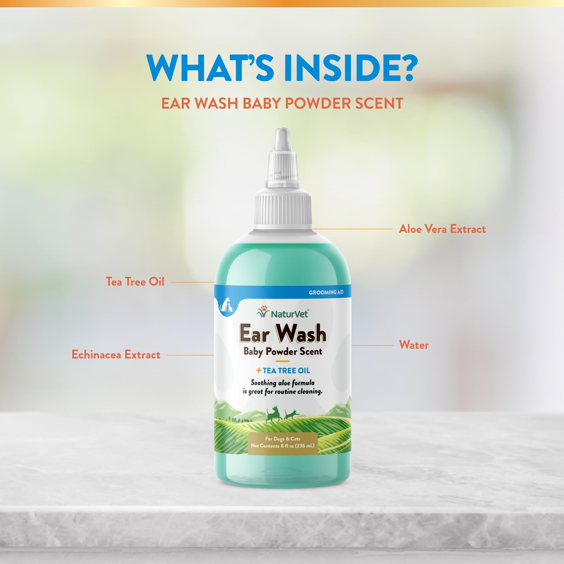 NaturVet ear wash gentle formula suitable for regular cleaning