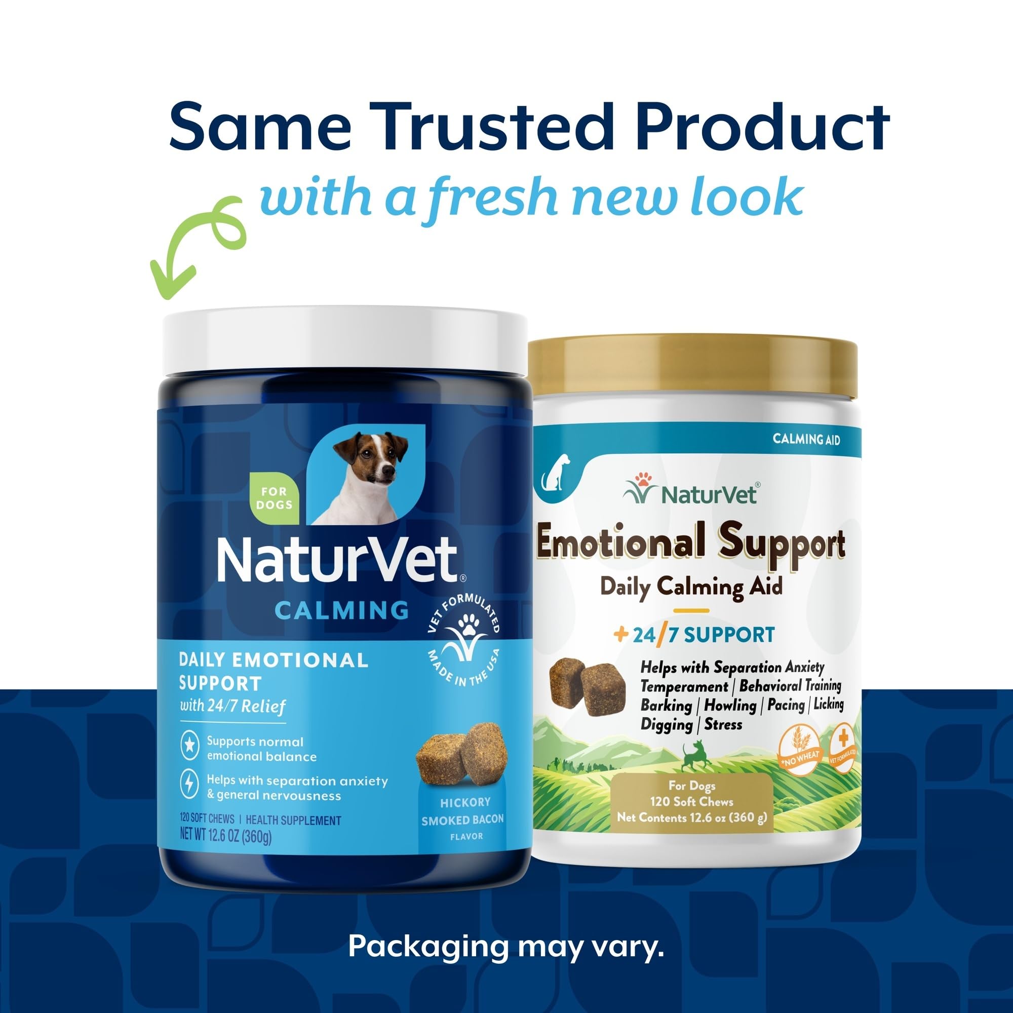 NaturVet calming soft chews resemble treats, aiding daily stress management.
