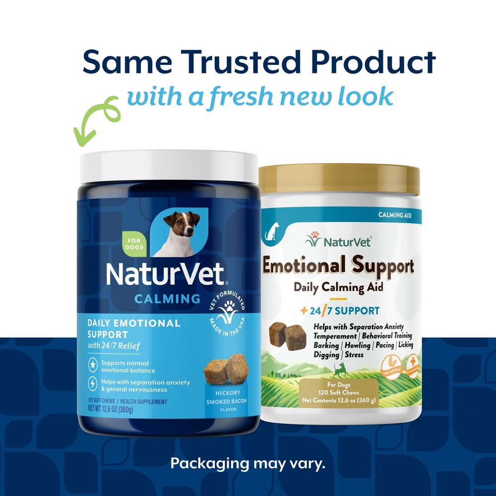 NaturVet calming soft chews resemble treats, aiding daily stress management.