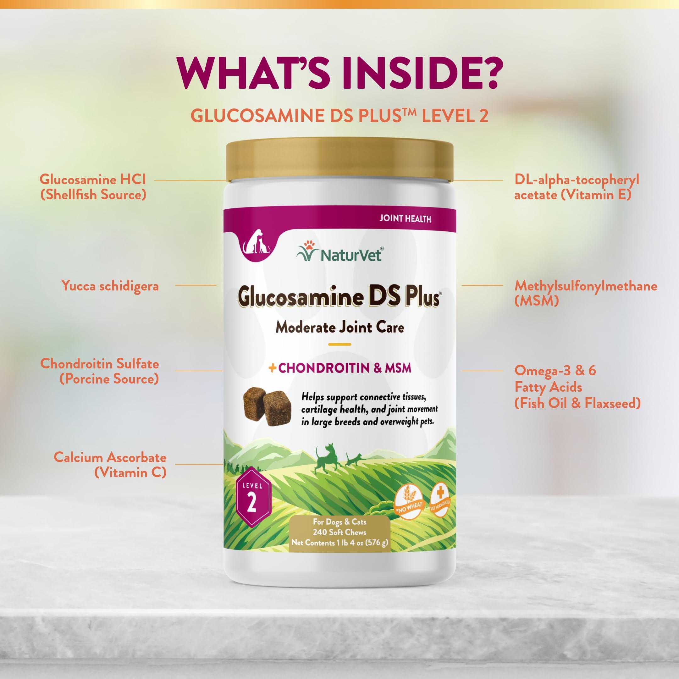 NaturVet Glucosamine DS Plus label emphasizes NASC and cGMP compliance