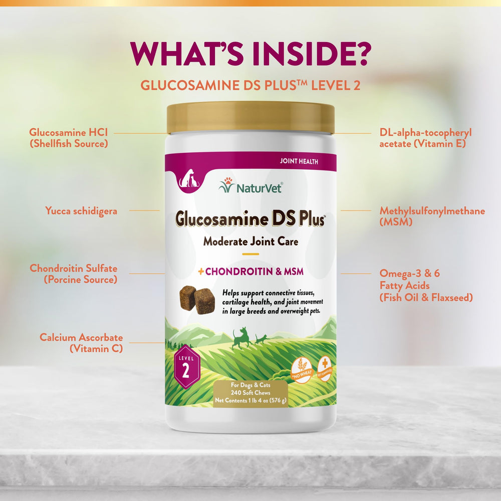 NaturVet Glucosamine DS Plus label emphasizes NASC and cGMP compliance