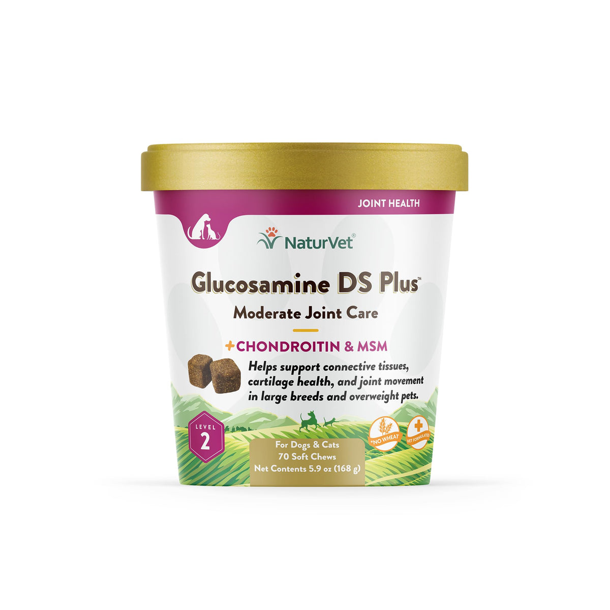 NaturVet Glucosamine DS Plus packaging highlights joint support features.