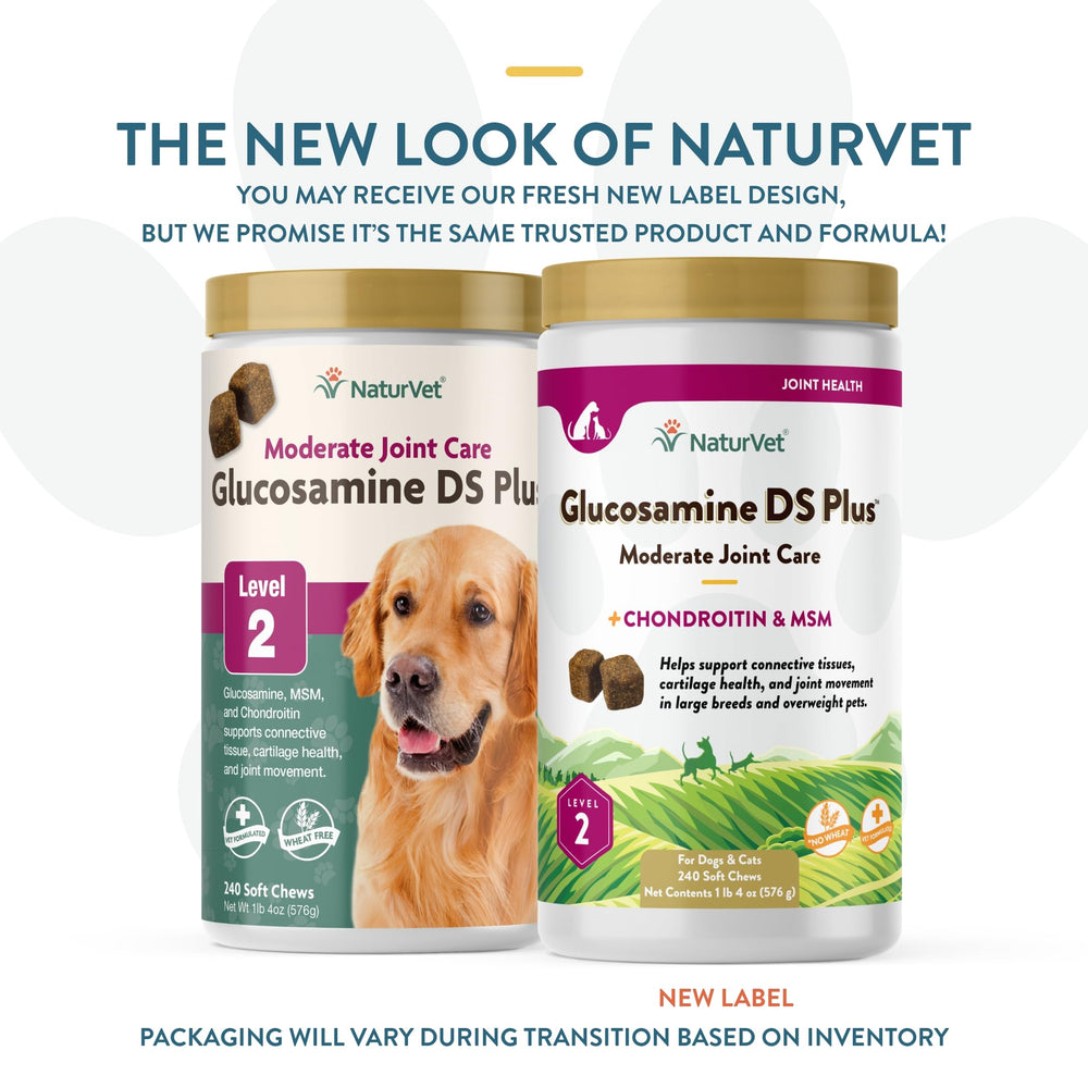 NaturVet Glucosamine DS Plus chews shown as treat-like for mobility