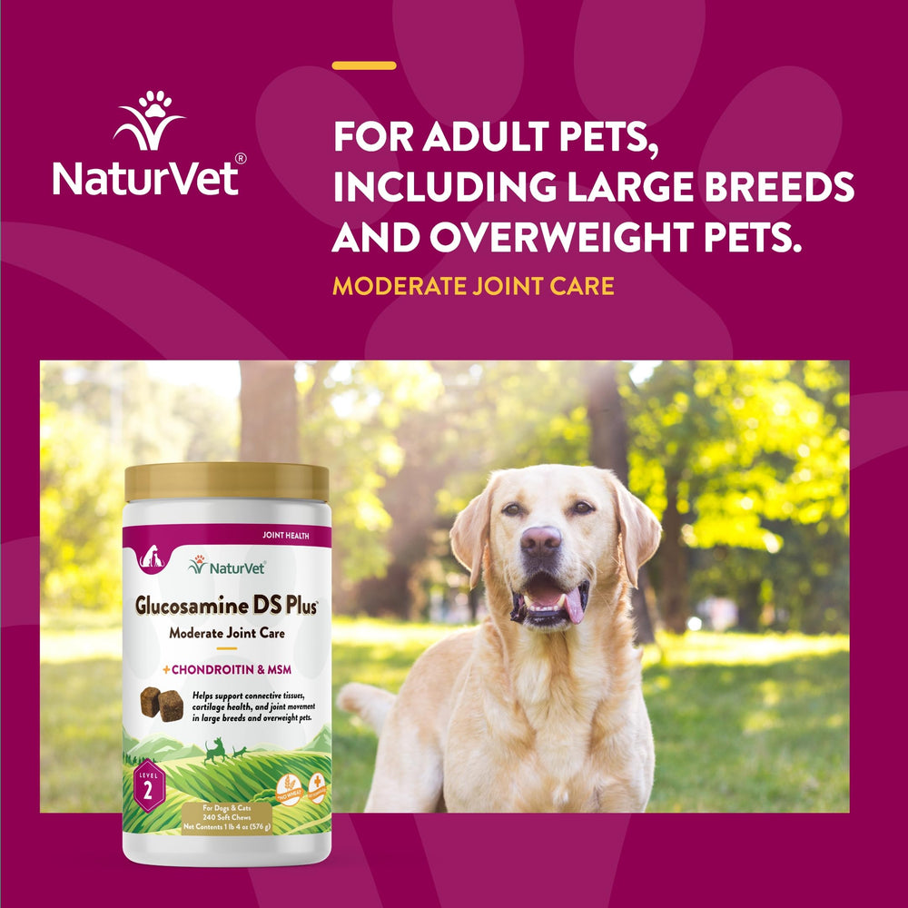 NaturVet Glucosamine DS Plus packaging shows USA-made manufacturing