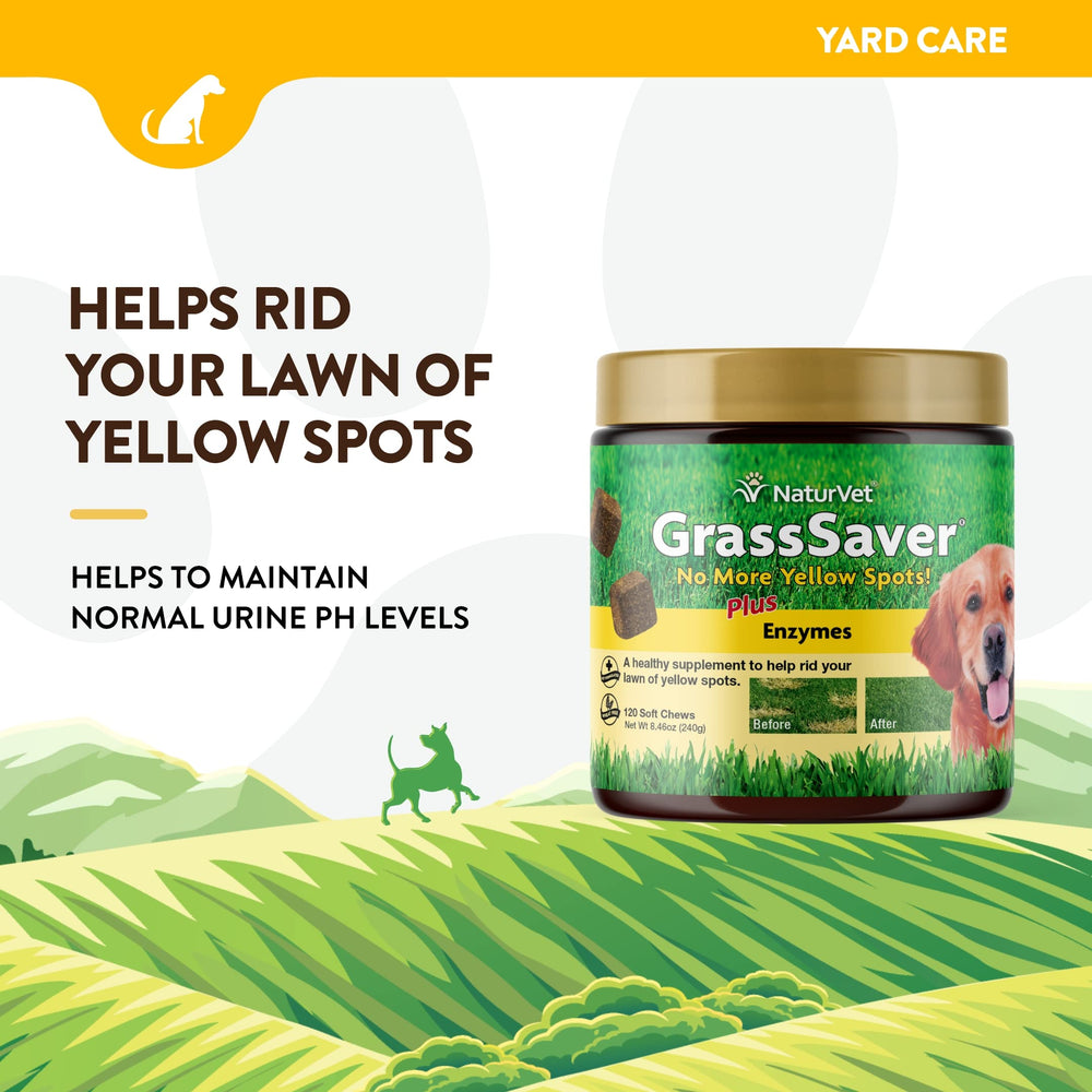NaturVet GrassSaver soft-chews closeup highlights tasty texture for daily dog use.